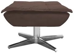 Kit 2 Poltronas Decorativas Base Giratória Cromada com Puff Opla Suede