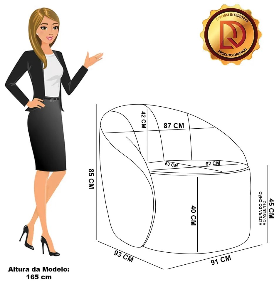 Poltrona Sala Orgânica Giratória Lua Suede D03 - D'Rossi - Rose