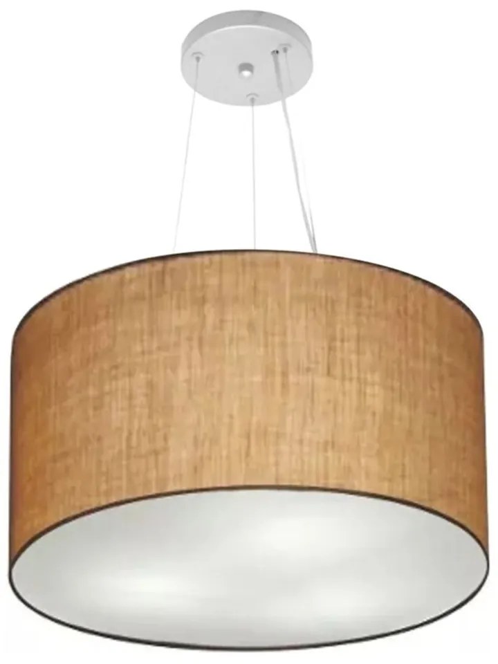 Lustre Pendente Cilíndrico Md-4187 Cúpula em Tecido 45x30cm Palha - Bivolt