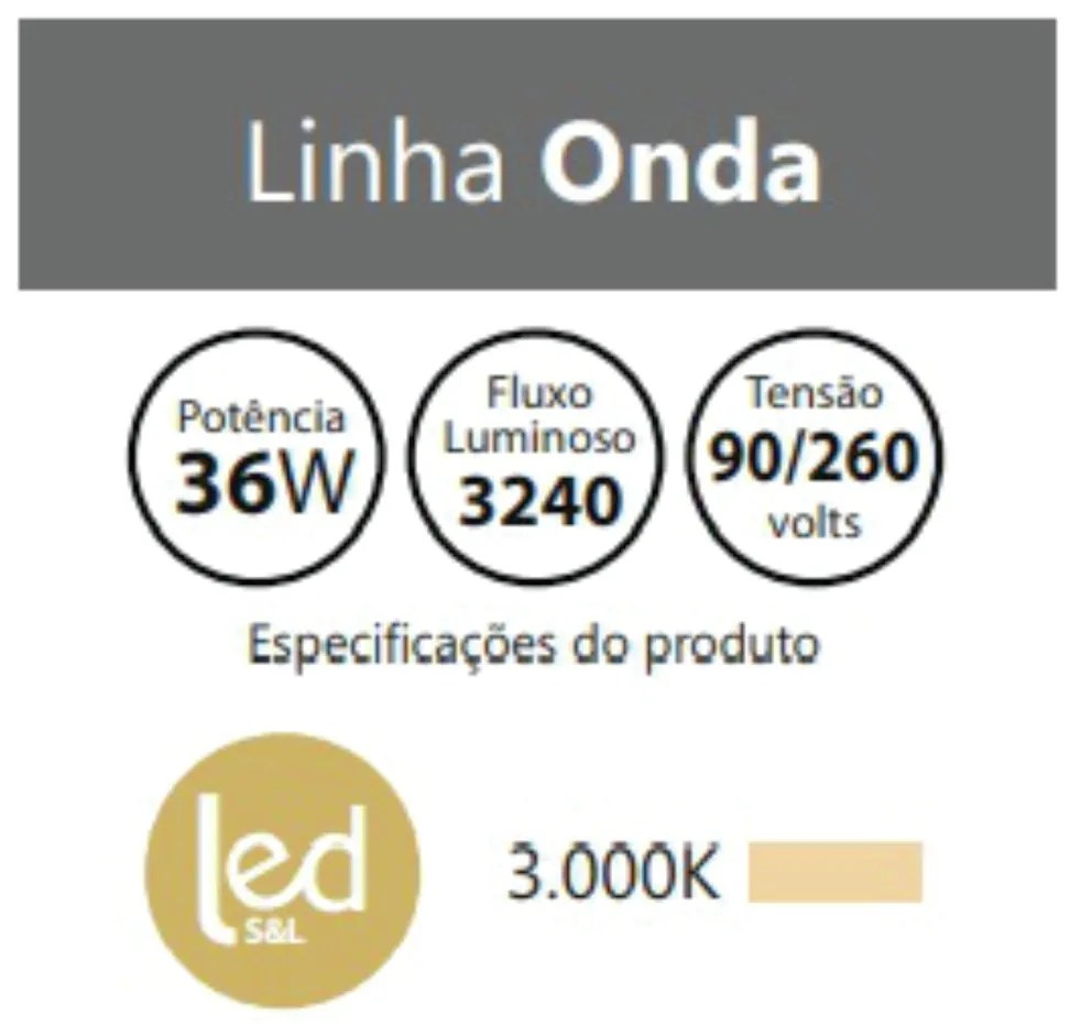Pendente Onda Ø50X40Cm Led 36W 3000K Bivolt / Dourado |S&l Iluminação... (Dourado)