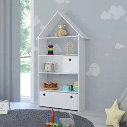 Estante Casinha Infantil Organizadora Com Nichos 2 Gavetas Candy L03 B