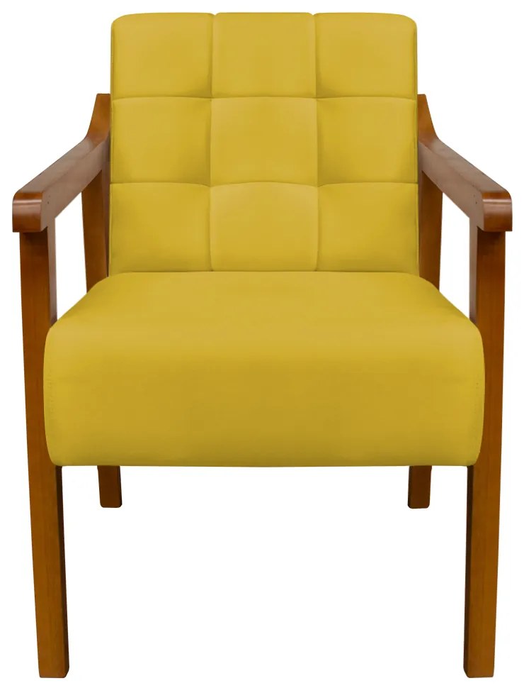 Poltrona Decorativa Vênus Veludo Amarelo