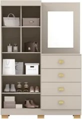 Guarda Roupa Cômoda Com Espelho 120cm Rita Fendi V02 - Mpozenato