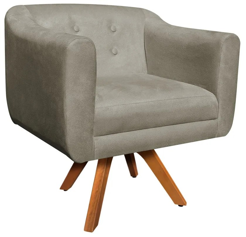 Kit 01 Namoradeira 02 Lugares e 02 Poltronas Giratória Julia Suede Marrom Rato Base Madeira MM30 D'Rossi