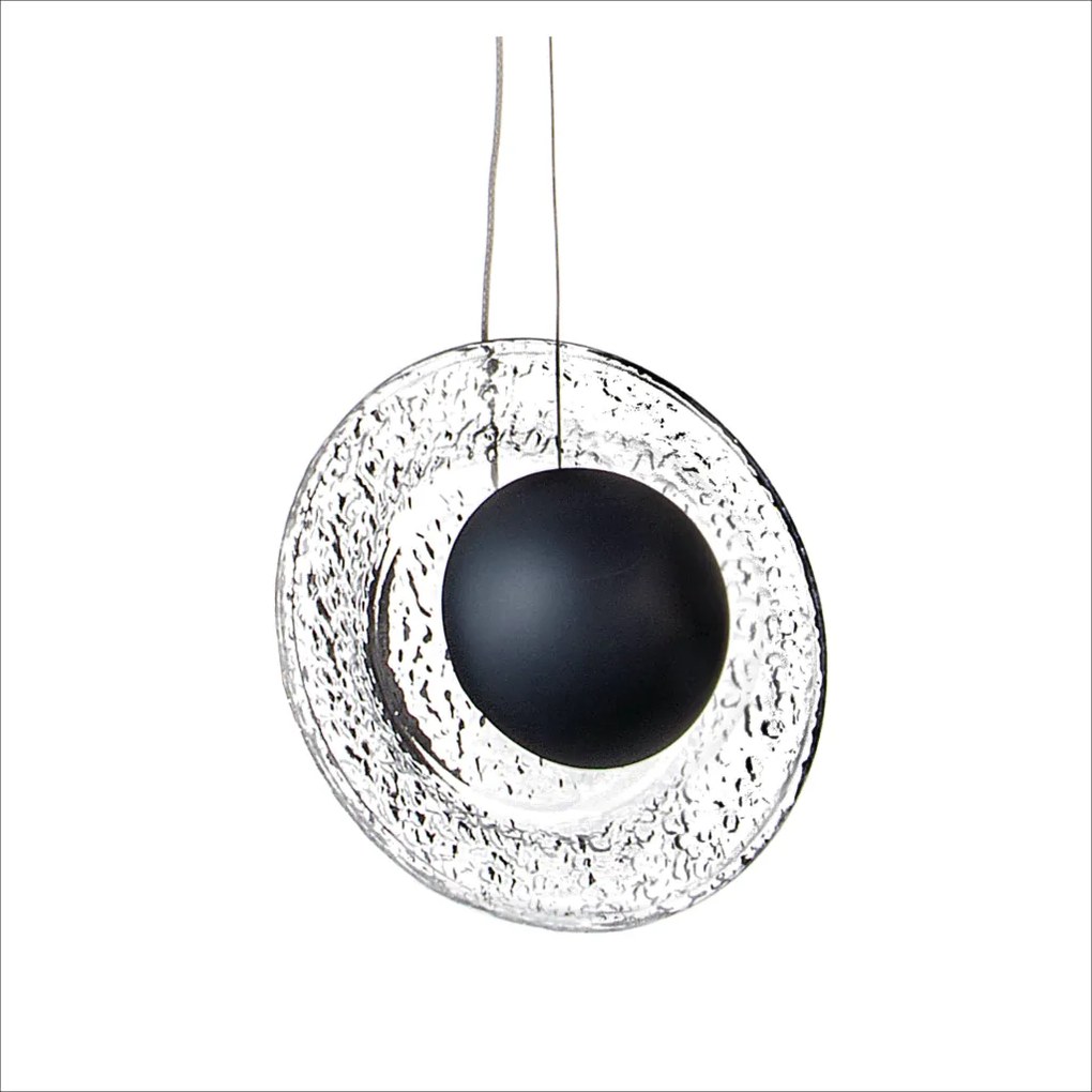 Pendente Cerchio Ø19,5X9,5Cm Disco De Vidro E Metal Alumínio 01Xled 5,... (GRAFITE)