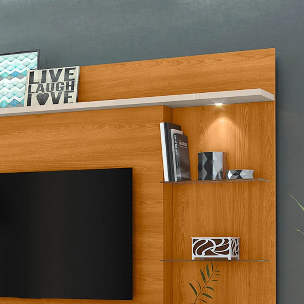 Estante de TV 55 Pol 182cm com Rodízio para Sala Elaris M20 - D'Rossi - Cinamomo e Off White