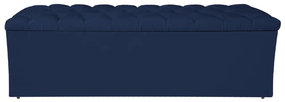 Calçadeira Estofada Liverpool 195 cm King Size Suede Azul Marinho - ADJ Decor