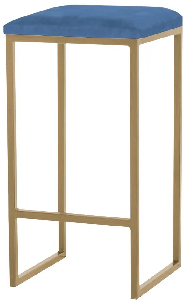 Banqueta Decorativa Billie Base Gold Suede Azul Marinho G41 - Gran Belo
