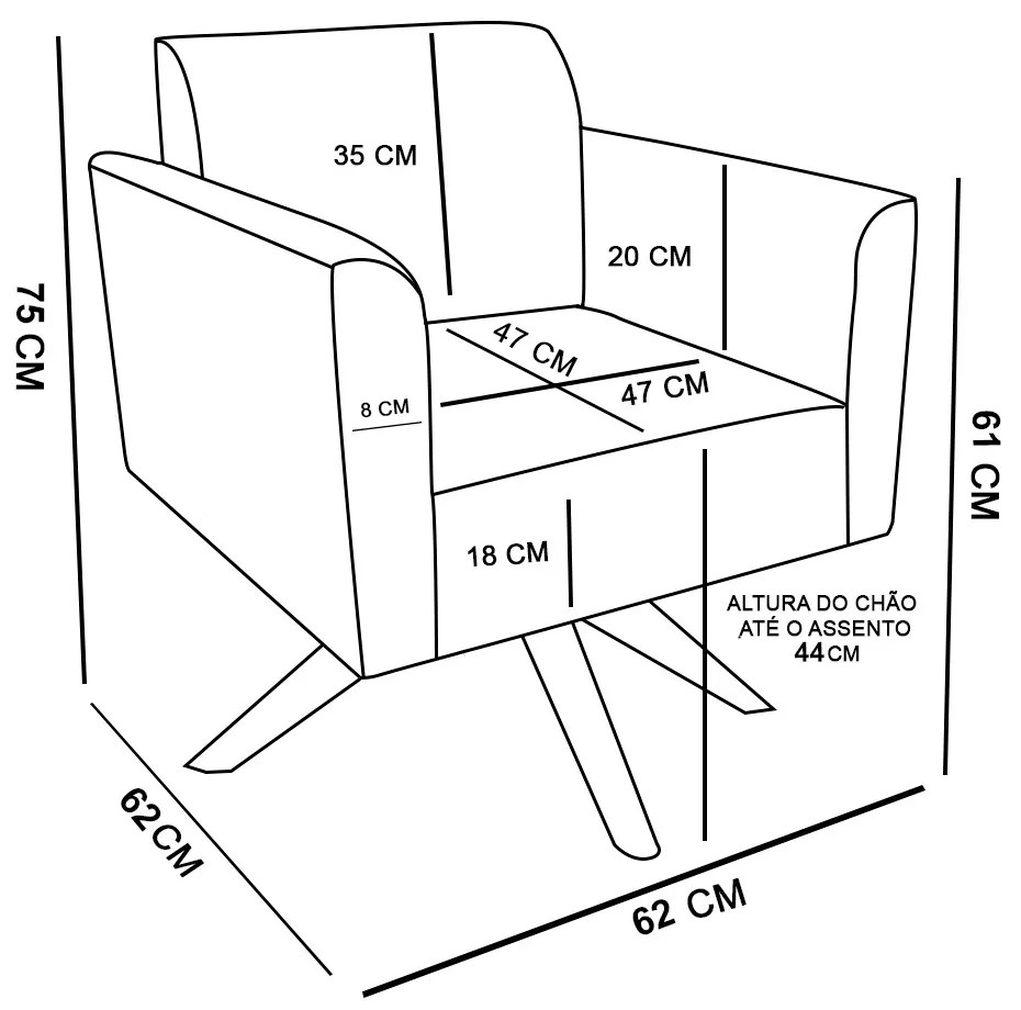 Poltrona Giratória Marisa Suede Base Madeira MM30 D03 - D'Rossi - Bege