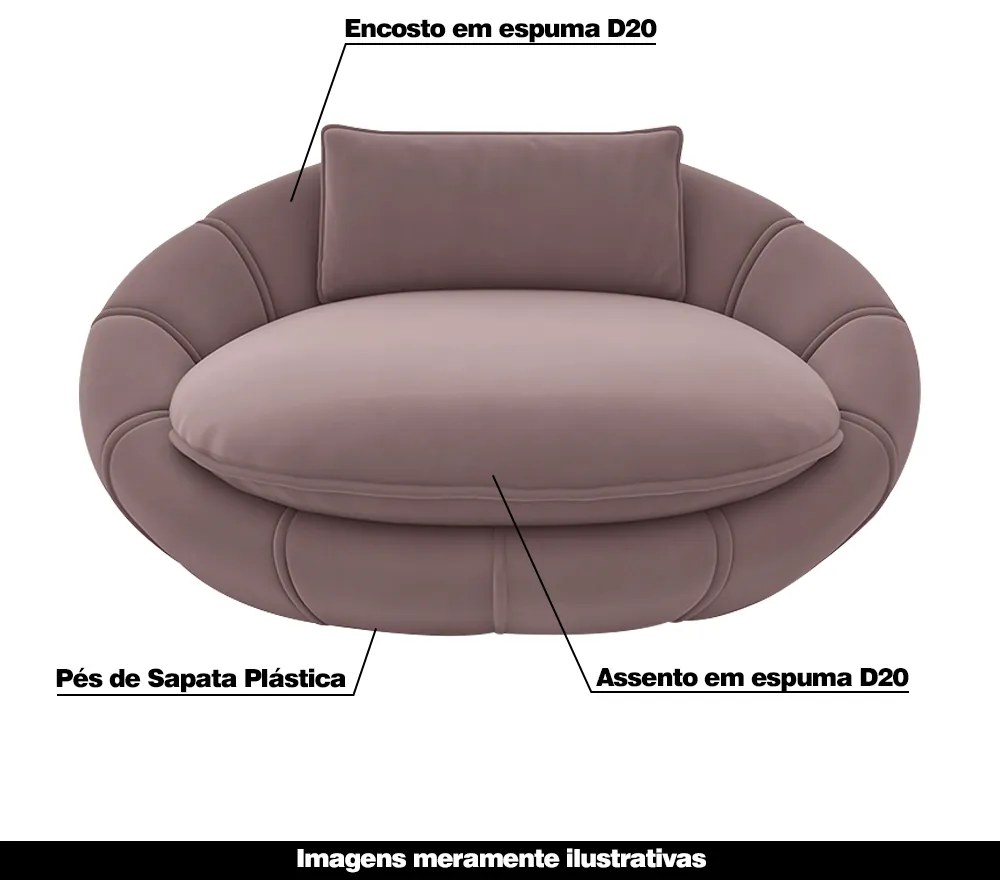 Poltrona Caminha para PET Afrodite Veludo Rosê G45 - Gran Belo