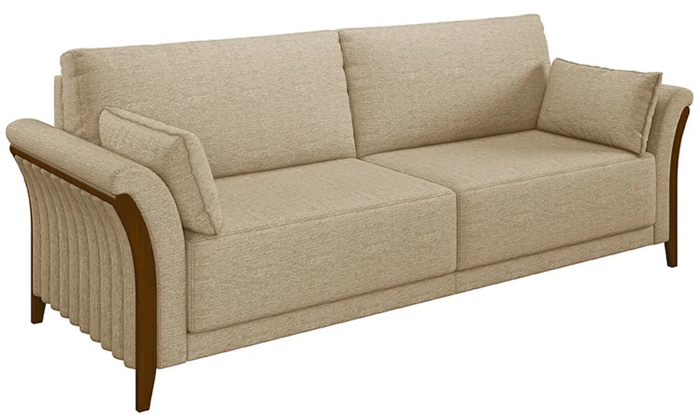 Sofá Decorativo 3 Lugares 222cm Market Linho Bege G45 - Gran Belo