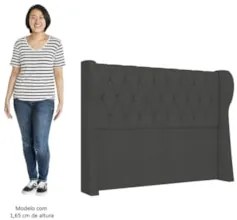 Cabeceira Casal Queen Cama Box 160cm Malva Z04 Veludo Grafite - Mpozen