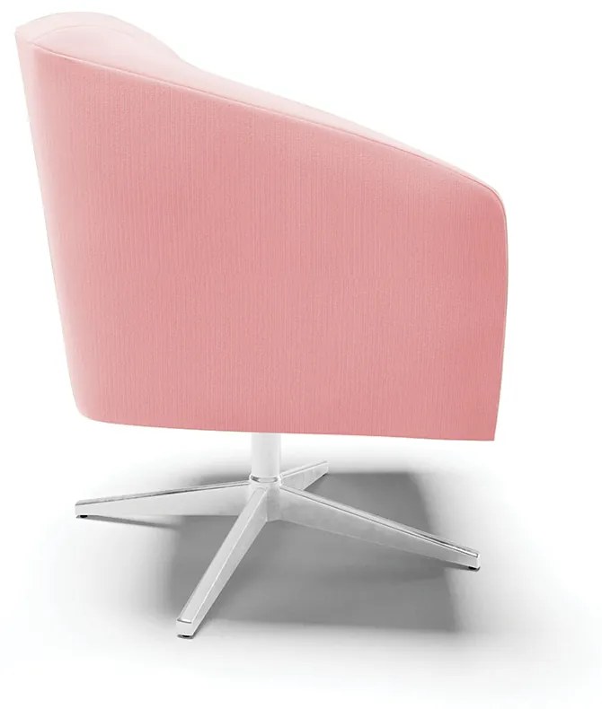 Poltrona Decorativa Giratória Cromada Stella Suede D03 - D'Rossi - Rosa Bebê