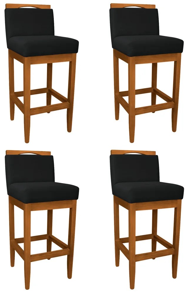 Kit 4 Banquetas Decorativa Elis Veludo Preto