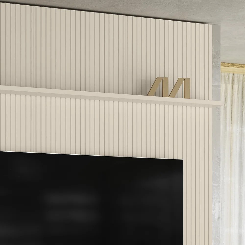 Painel TV 65 Pol 179cm Ripado para Sala Valen Off White M20 - D'Rossi