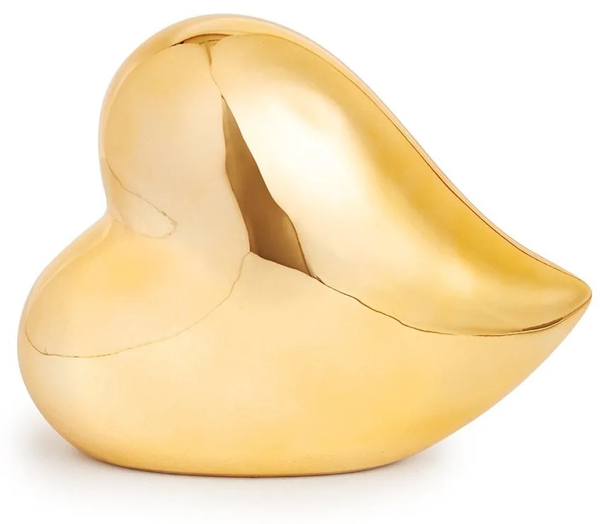 Enfeite Decorativo "Coracao" Dourado Em Ceramica  - D'Rossi