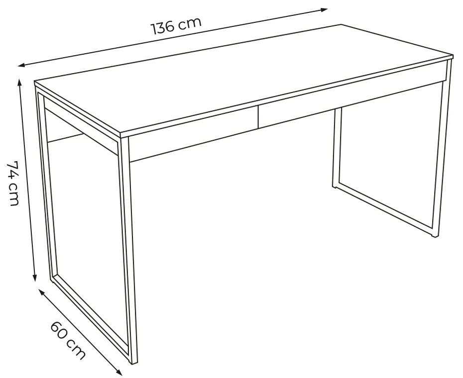 Mesa para Escritório Home Office ME4156 MDP Amendoa/Preto G69 - Gran Belo
