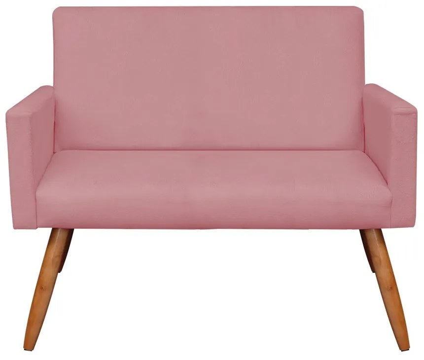 Kit 01 Namoradeira com 01 Poltrona Larissa Suede Pés Palito Castanho D'Rossi - Rose