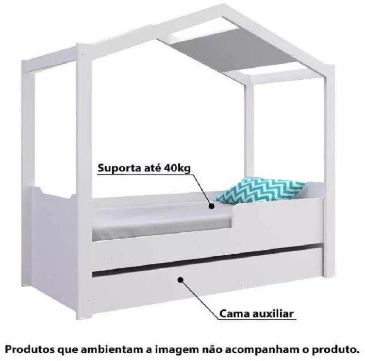 Mini Cama Montessoriana Com cama Auxiliar Branca BY740
