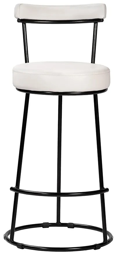 Banqueta Alta Cozinha 70cm Encosto Industrial Aço Ziria Pu S02 - D'Rossi - Off White