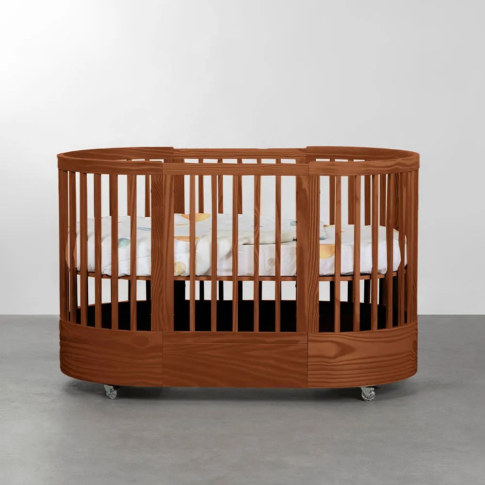 Berço Evolutivo Wave 3 em 1 com Colchões para Berço e Mini Berço - Mel
