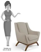 Kit 2 Poltronas Decorativas Base Manu Madeira Juliet C-129 Linho Bege