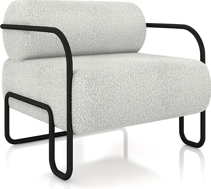 Poltrona Decorativa Sala de Estar Polatsk Base Industrial de Ferro Bouclê Cinza Claro G33 - Gran Belo