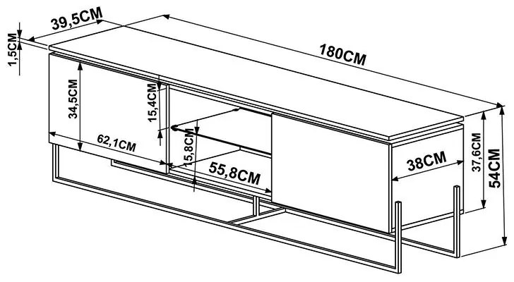 Rack Para Tv Sala Com 1 Prateleira De Vidro - Marquina Preto