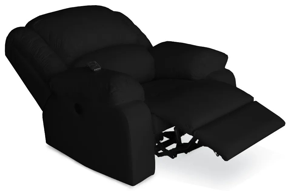 Poltrona Decorativa Magnum Reclinável Elétrica com Massagem Courino Preto