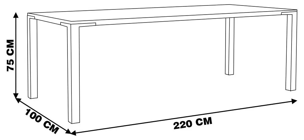 Mesa Sala de Jantar Cozinha Bladel 220cm Grafite Madeira Maciça Rustic Brown G54 - Gran Belo
