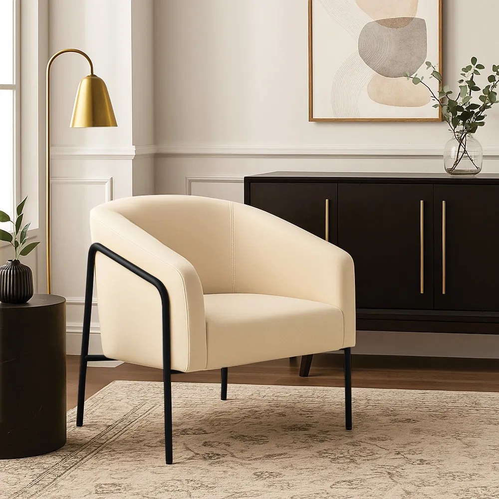 Poltrona Sala Industrial Alta Preto Stella Suede D03 - D'Rossi - Bege