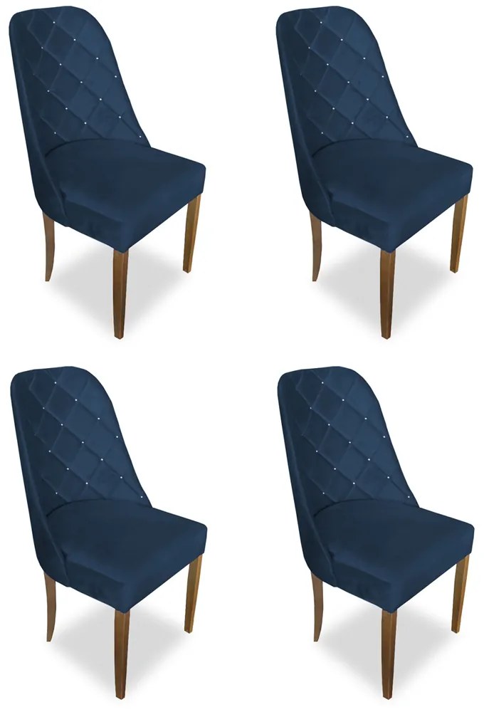 kit com 4 Cadeiras de Jantar Dublin Suede Azul Marinho