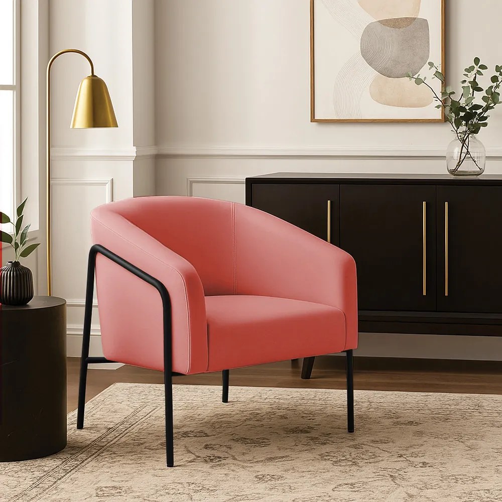 Poltrona Sala Industrial Alta Preto Stella Suede D03 - D'Rossi - Rose