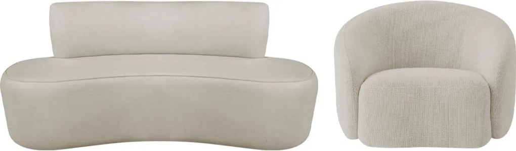 Kit Recamier Curvo Amsterdã 140cm e Poltrona Amore Luxo Linho