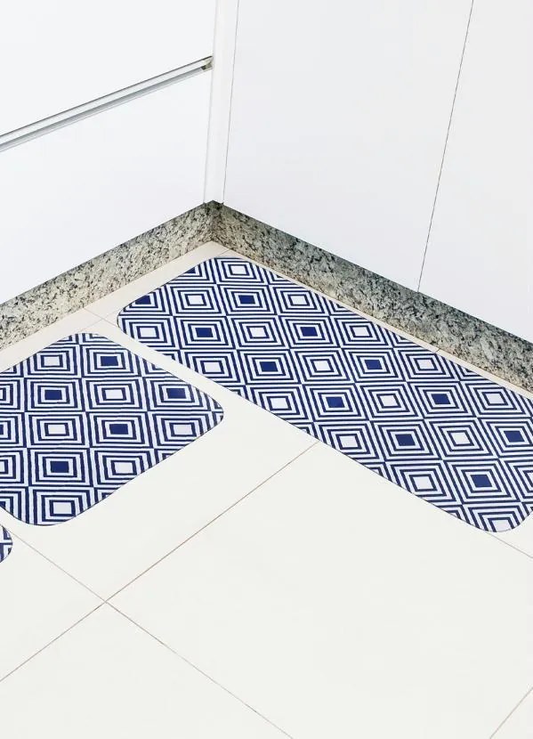 Tapete de Cozinha Estampado Tapetes Junior Azul