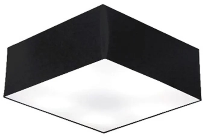 Plafon Quadrado Md-3001 Cúpula em Tecido 12/35x35cm Preto - Bivolt