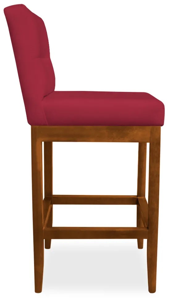 Kit 2 Banquetas Valencia Base de Madeira Maciça Veludo Vermelho