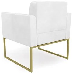 Sofá Namoradeira e 2 Poltronas Base Industrial Dourado Ana Sintético P