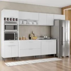 Armário de Cozinha Com Tampo CP06 310cm Pérola Branco Z34     - Mpozen