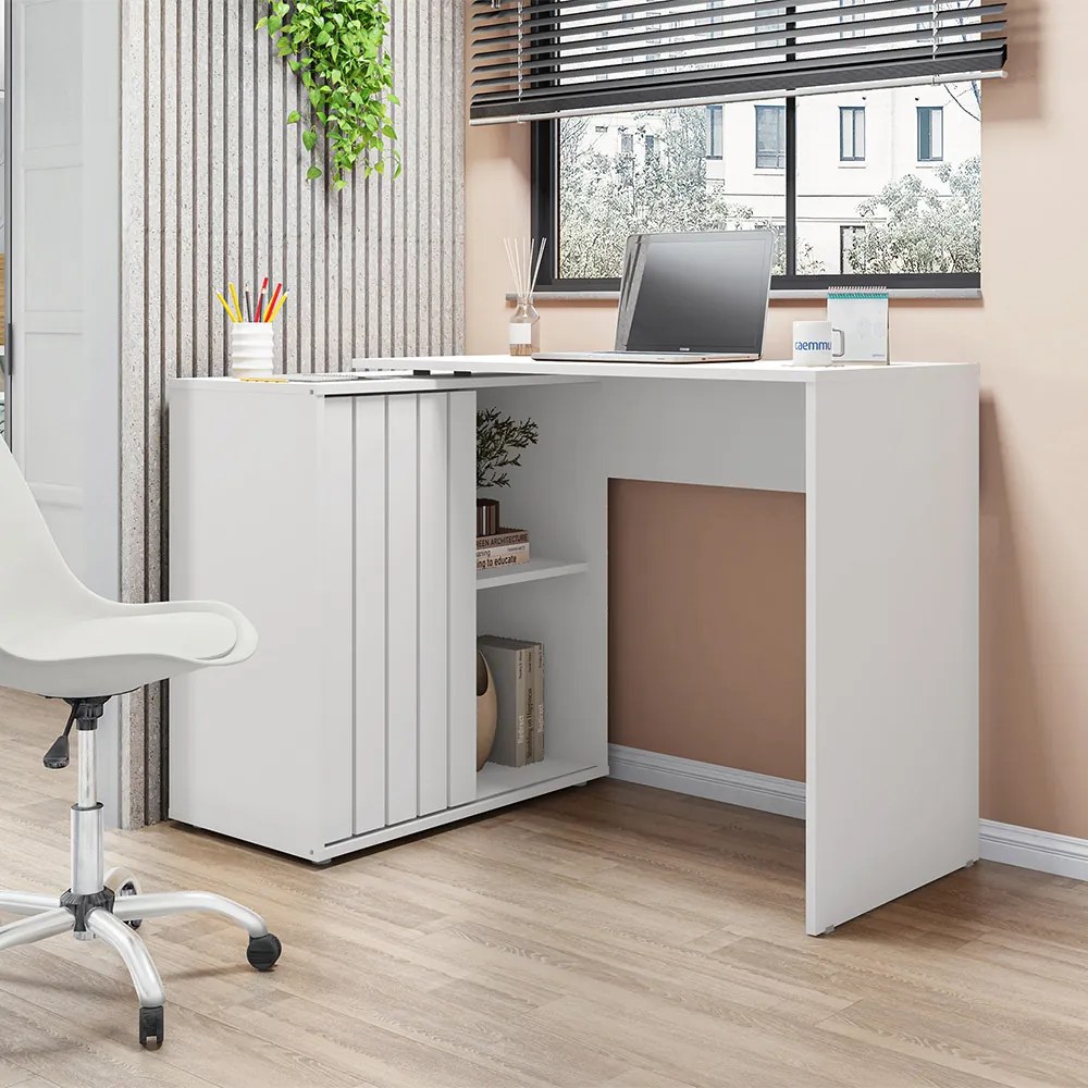 Escrivaninha Mesa Computador 140cm Tamires C01 - D'Rossi - Branco Fosco