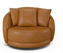 Kit 2 Poltronas Decorativa Giratória para Sala Kaly M22 Sintético Cara