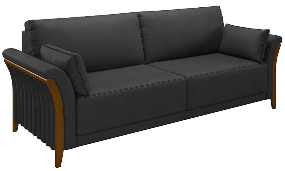 Sofá Decorativo 3 Lugares 222cm Market PU Preto G45 - Gran Belo