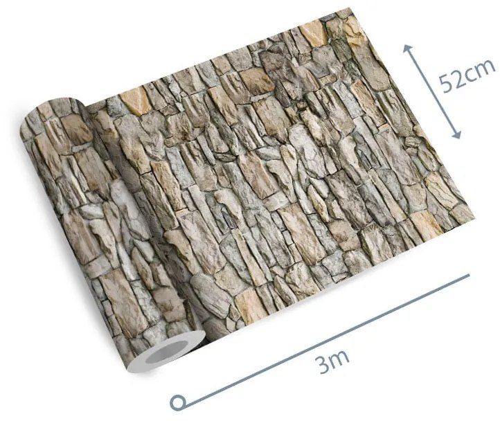 Papel de parede adesivo pedra cinza marrom e amarela