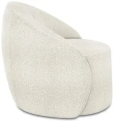 Poltrona Sala Giratória Redonda 91cm Steve Boucle Off White I01  - Mpo