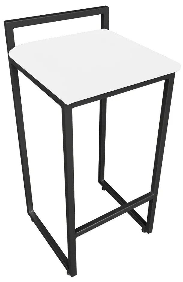 Banqueta Pietra Suede Base Preto - Branco