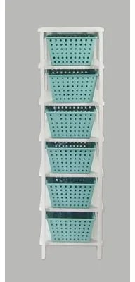 Organizador 6 Cestos Branco com cestos verdes Organizer Woodyou
