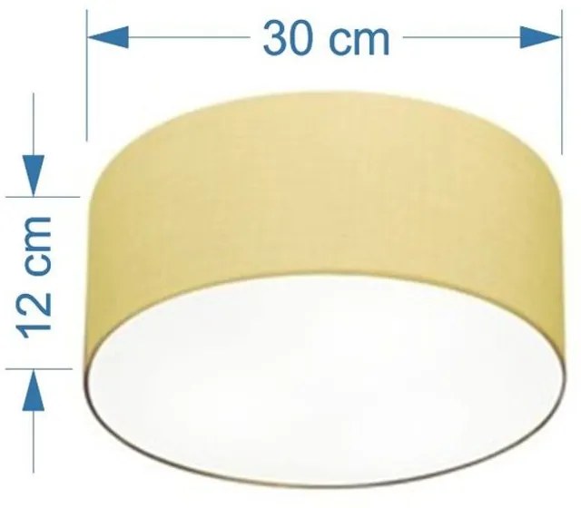 Plafon Cilíndrico Md-3010 Cúpula em Tecido 30x12cm Algodão Crú - Bivolt