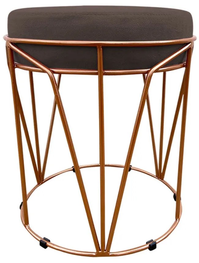 Puff Multiuso com Mesa Babu 2 em 1 Suede Base Cobre D'Rossi - Marrom