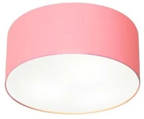 Plafon Cilíndrico Md-3010 Cúpula em Tecido 30x12cm Rosa Bebê - Bivolt