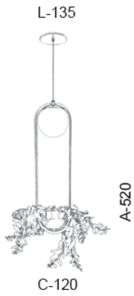 Pendente C/ Globo C/ Cachepô 12X15X52Cm Metal E Vidro 1 X G9 Globo Ø12... (CAFÉ / COBRE BRILHO, FOSCO)